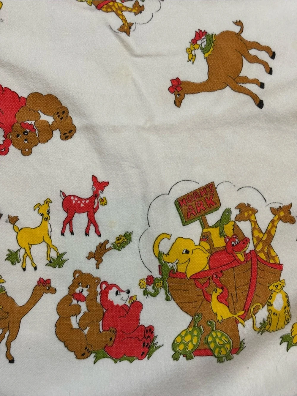 MC Noahs Ark Flannel Baby Blanket Silky Trim Bears Camels Elephants Tigers Deer